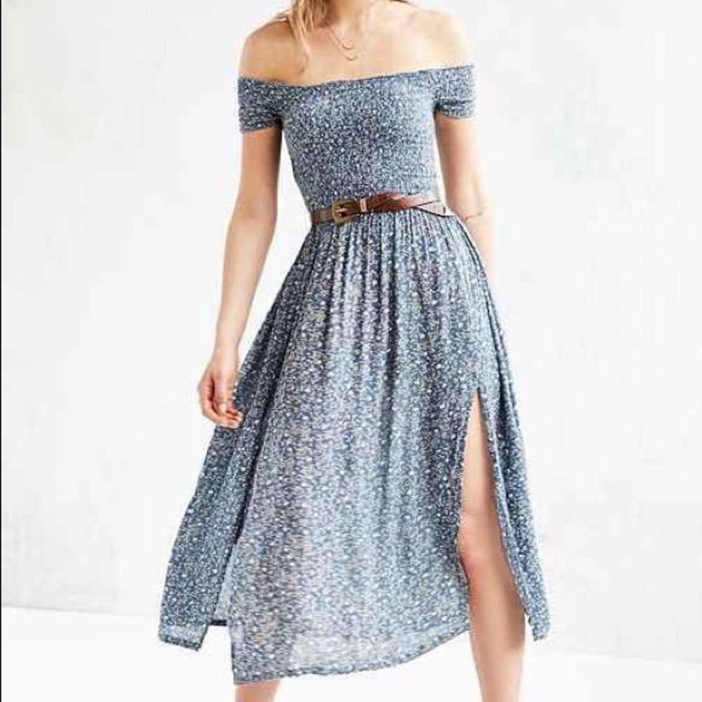 Urban Outfitters Smocked Off-The-Shoulder Midi